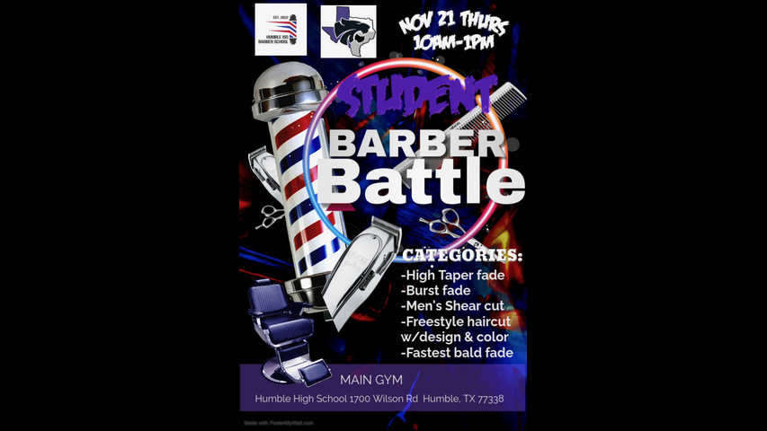 Student Barber Battle - 10am - Humble High School - 11/21/24 - (FREE EVENT)