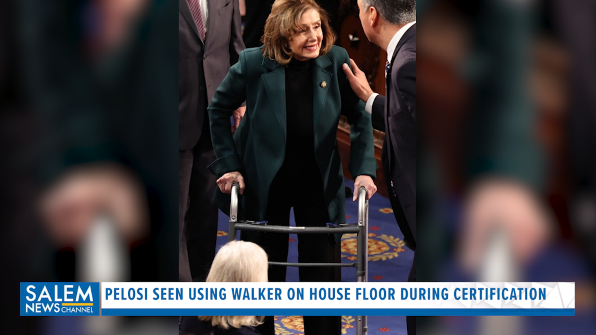 Nancy Pelosi seen using walker on house floor during electoral vote