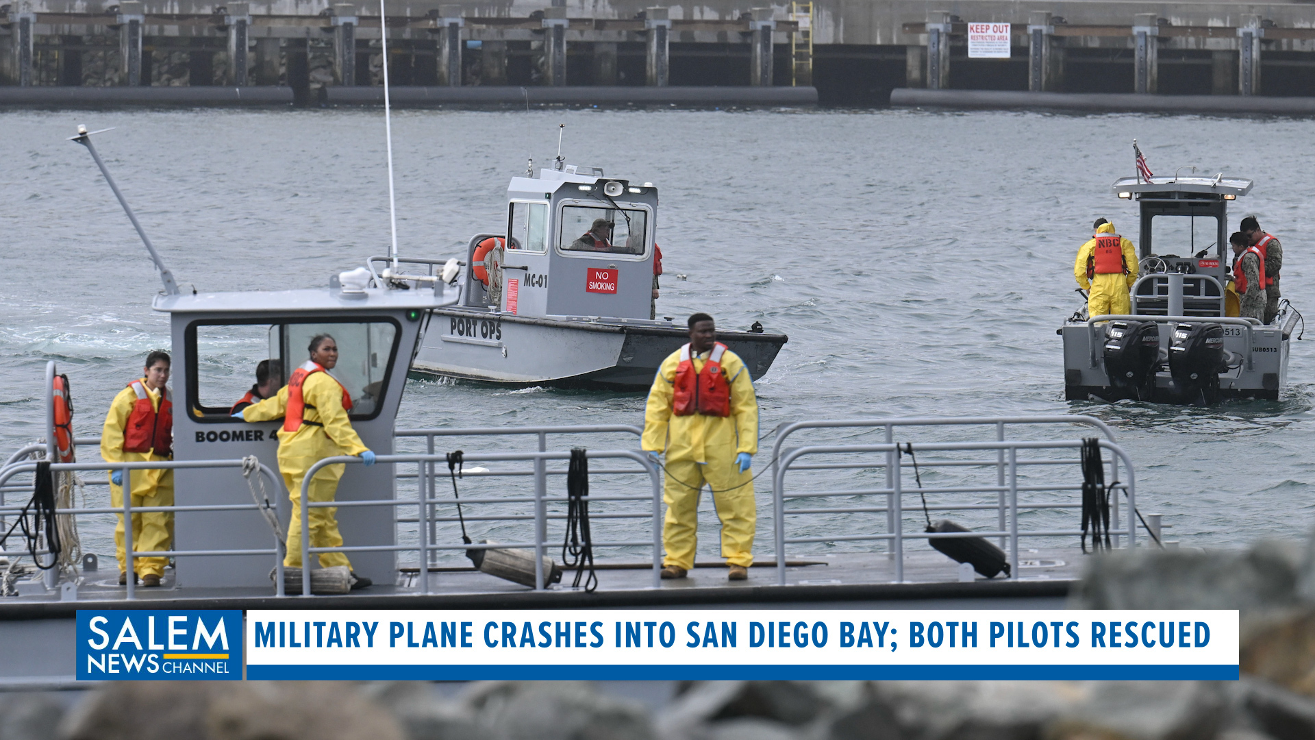 Military plane crashes into San Diego Bay, pilots rescued